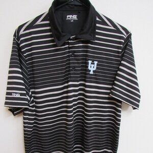 Indiana Hoosiers Ping Sensor Cool Black Striped Golf Polo Shirt Large‎